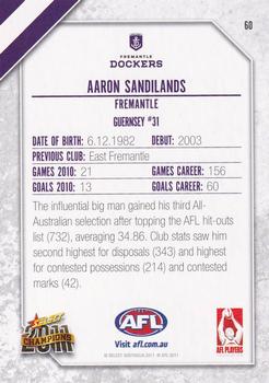2011 Select AFL Champions #60 Aaron Sandilands Back